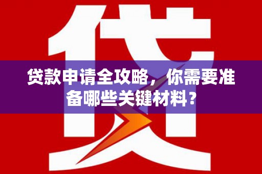 沧县贷款申请全攻略，你需要准备哪些关键材料？