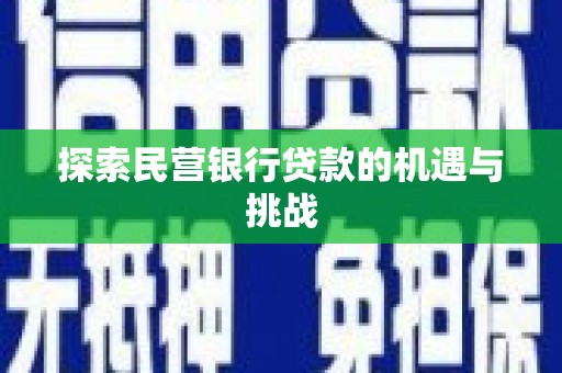 沧县探索民营银行贷款的机遇与挑战