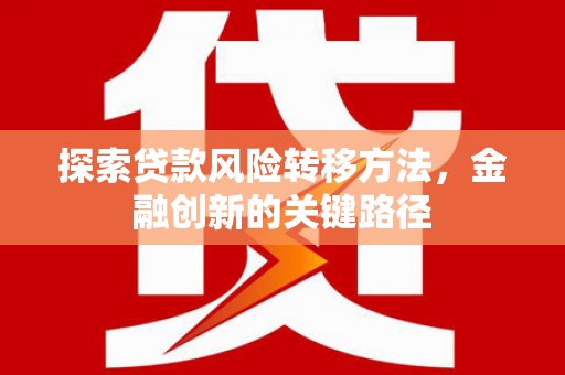 沧县探索贷款风险转移方法，金融创新的关键路径