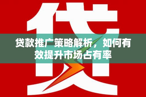 沧县贷款推广策略解析，如何有效提升市场占有率