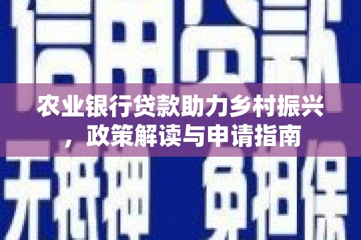 沧县农业银行贷款助力乡村振兴，政策解读与申请指南
