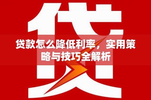 沧县贷款怎么降低利率，实用策略与技巧全解析