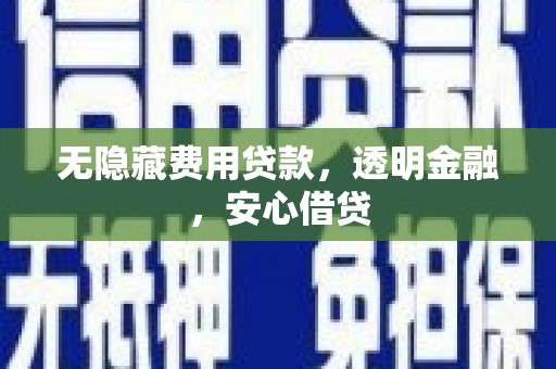 沧县无隐藏费用贷款，透明金融，安心借贷