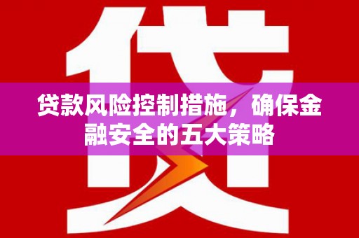 沧县贷款风险控制措施，确保金融安全的五大策略