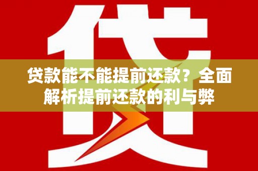 沧县贷款能不能提前还款？全面解析提前还款的利与弊