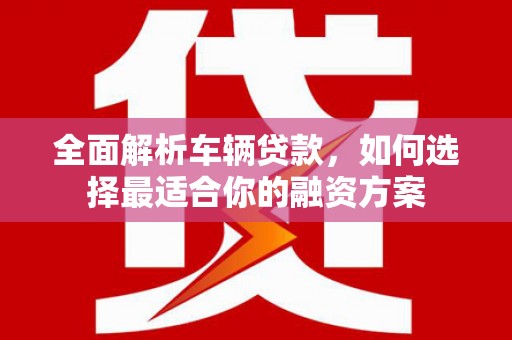 沧县全面解析车辆贷款，如何选择最适合你的融资方案